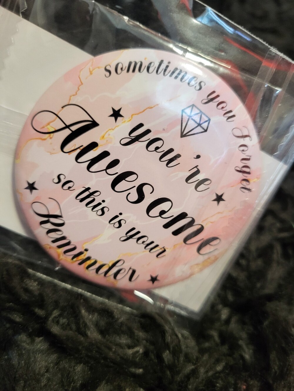 Pink Inspirational 'You're Awesome' Button Badge
